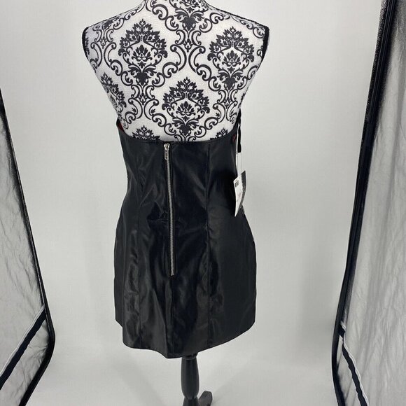 NWT Kitten By AllureBlack Faux Leather Zipper Embellished Mini Dress. Size Large - Picture 7 of 9